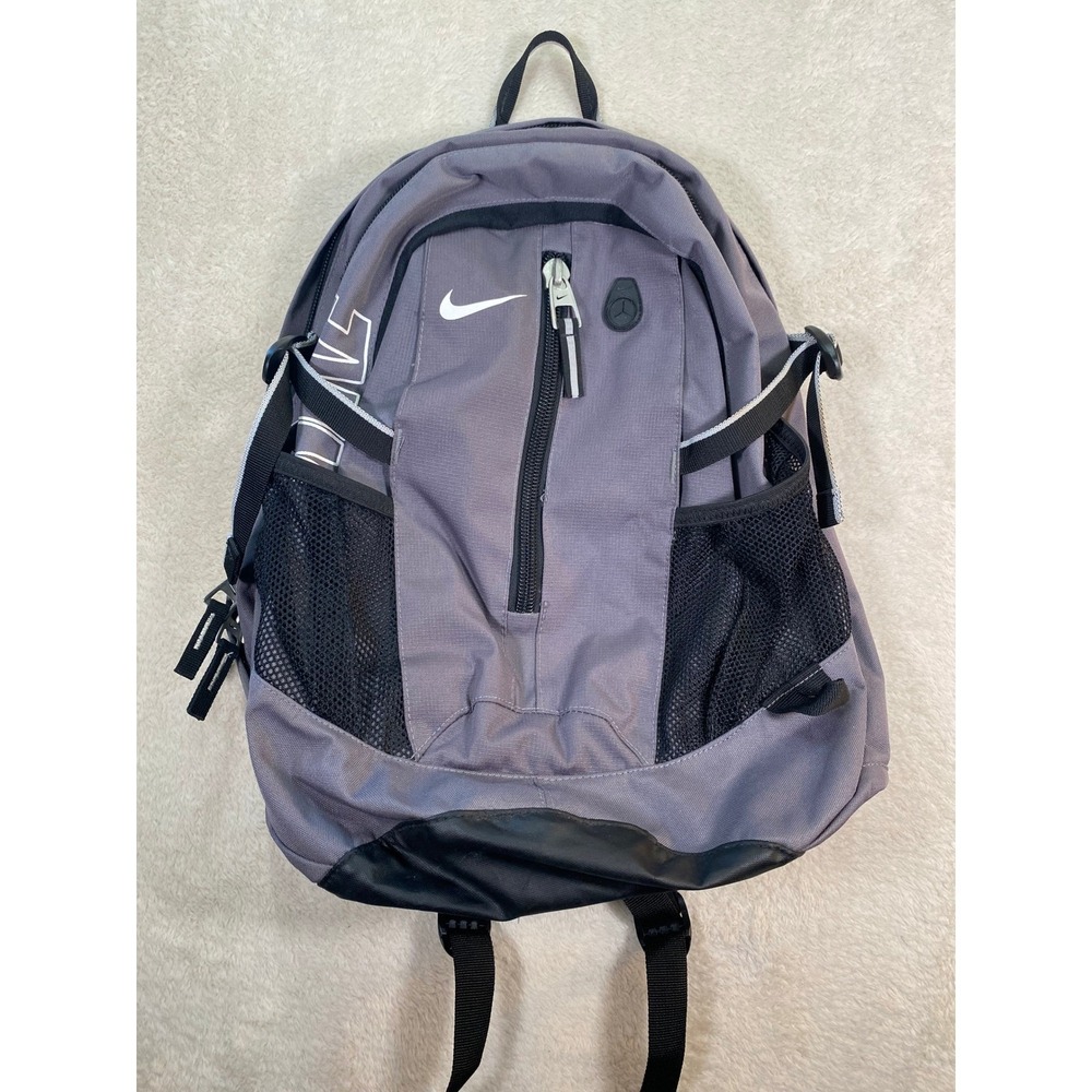 Nike Gray Black Sport Backpack School Gym Bag Swoosh
